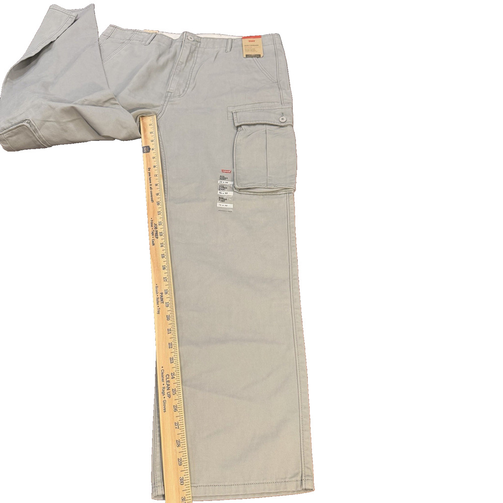 New Levi's Ace Cargo Pants Relaxed Fit Slightly Tapered Gray Cotton Sz 36x32 Y2K - Picture 6 of 13